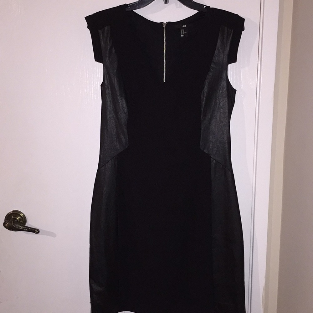 Black H&M Dress with faux leather accents.